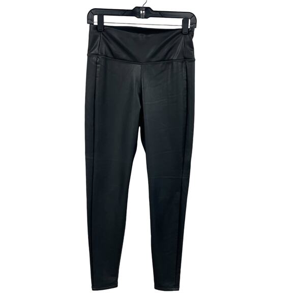 Athleta All Over Gleam Faux Leather Black Pull On High Rise Leggings Small - Picture 1 of 8